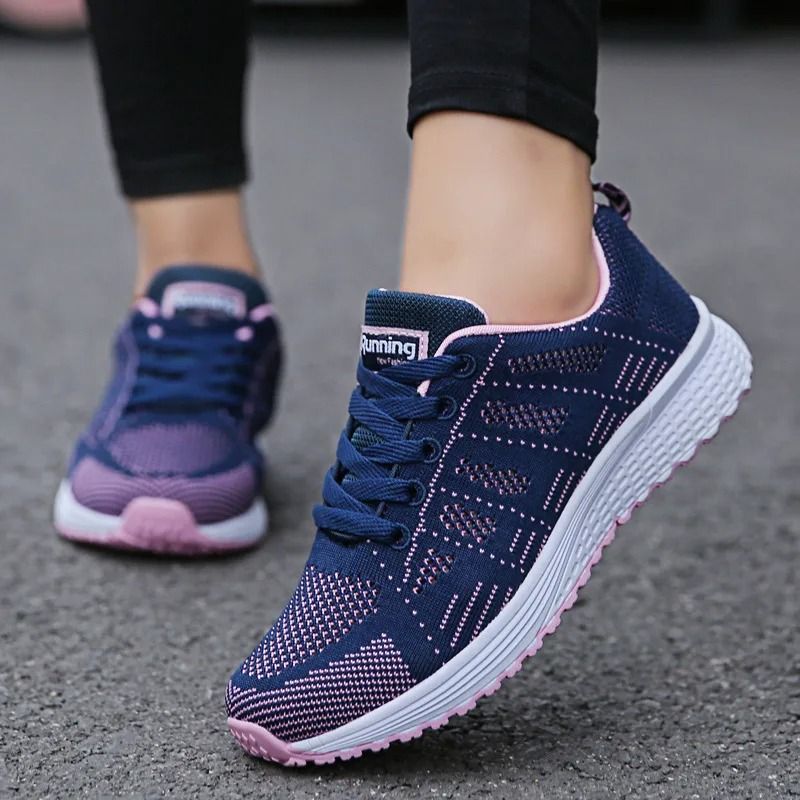 Women Breathable Mesh Walking Sneakers Lightweight Casual Flat Shoes For Everyday Comfort 7.5 pink
