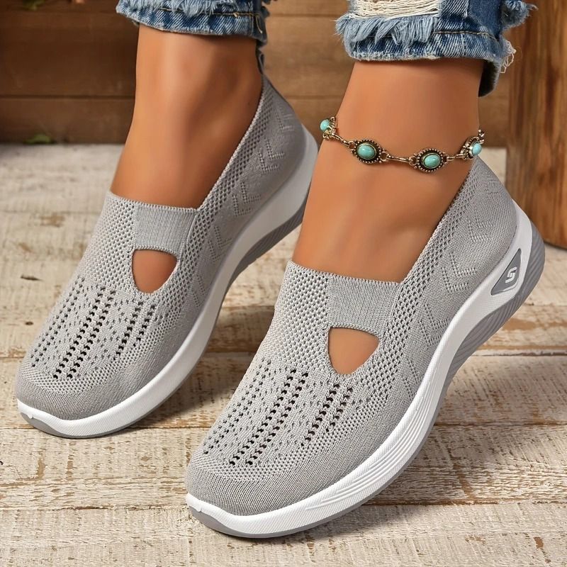 Summer Women Sneakers Breathable Slip On Walking Shoes 7 dark Gray