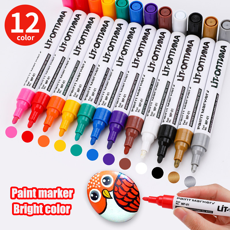 12color Waterproof Paint Marker For Car Paint Wood Ceramics Tires Shoes Metal Paint Mending Pen yellow