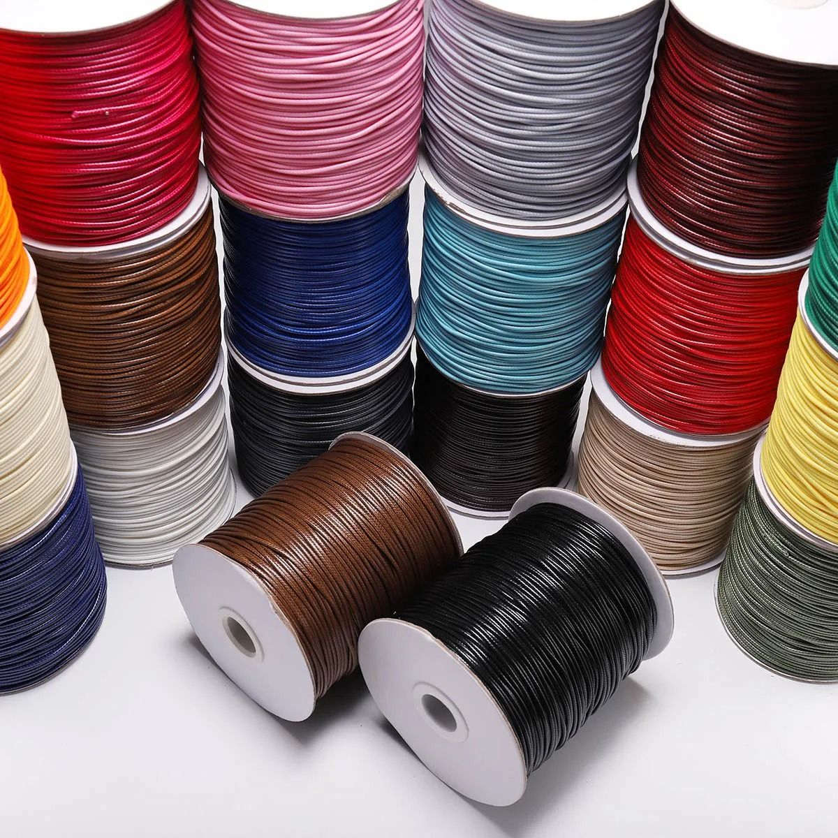 Korean Waxed Cotton Cord For Jewelry Making DIY Bracelet Necklace Rope String 1.0 Mm (10 M) beige