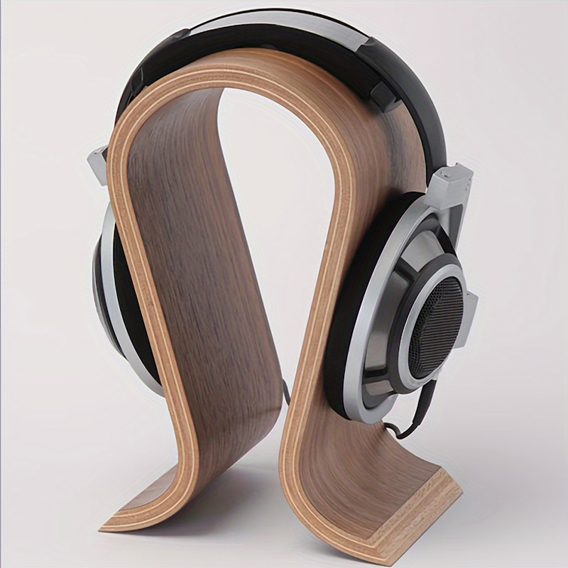 Wooden Headphone Stand U Shape, Walnut Headphone Display Stand, Universal Desktop Headphone Holder For Home Office Wooden Headphone Stand U Shape, Walnut Headphone Display Stand, Universal Desktop Headphone Holder For Home Office