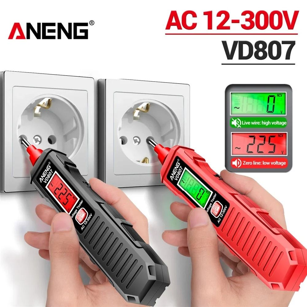 ANENG VD807 Non Contact Voltage Tester Pen AC 12 To 300V NCV Sensor Induction Tool red