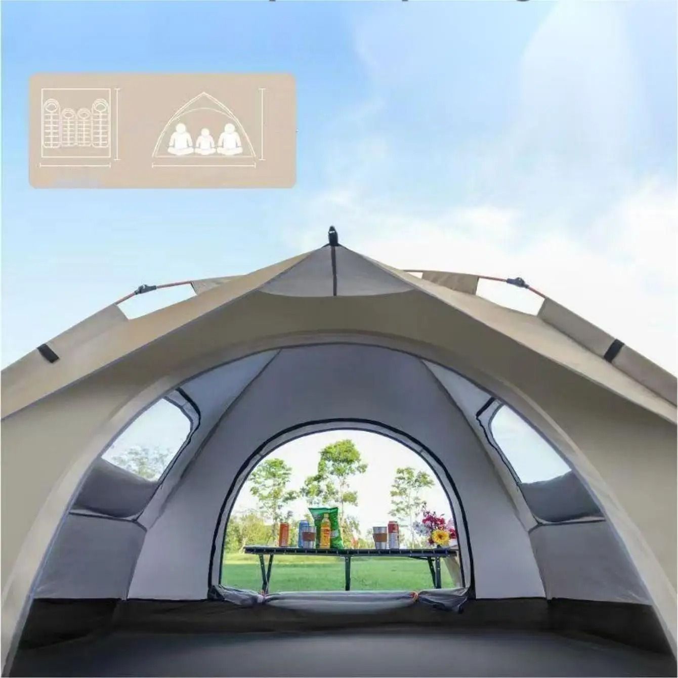 Premium Double Door Travel Camping Tent For Outdoor Adventures And Sun Shelter Premium Double Door Travel Camping Tent For Outdoor Adventures And Sun Shelter