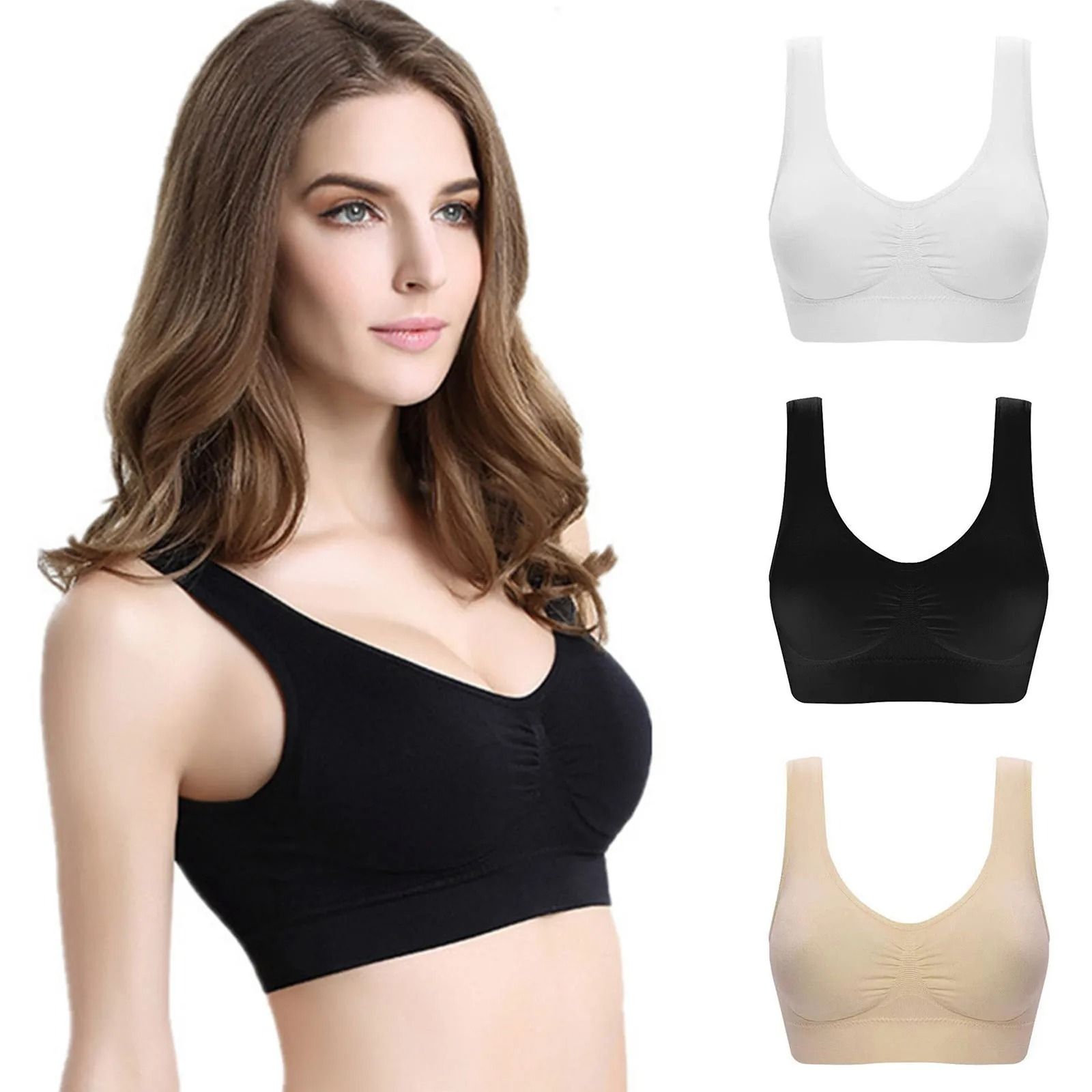 Seamless Push Up Bra Set 3 Pack Wireless Comfort Fit For Women multicolor s
