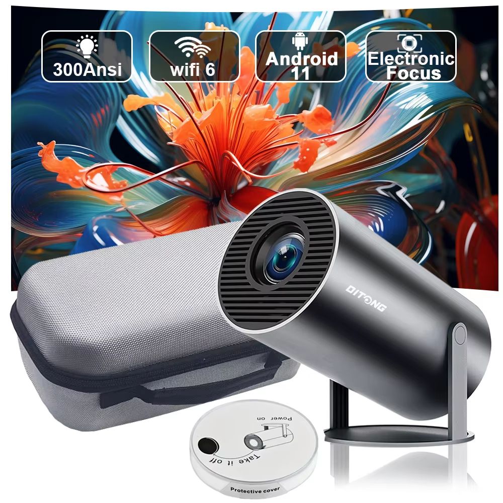 DITONG HY300 Plus Portable Projector HD 720P Android Mini LED Home Theater With 4K Support plus White Package 2 eu