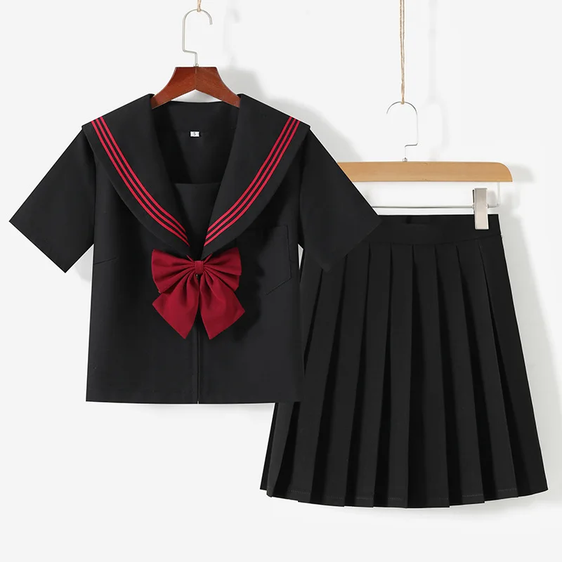 Authentic JK School Uniform, Orthodox Sailor Suit Cosplay Costume, Anime Outfit Set With Top And Skirt For Girls short Sleeve Top xxl 60 65kg