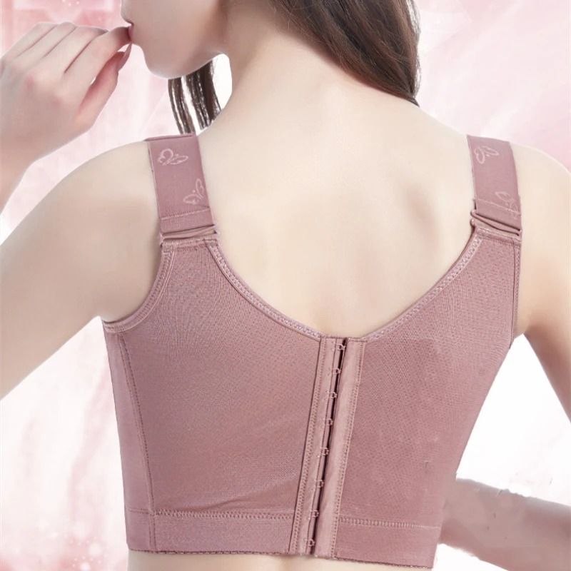 Sexy Lace Push Up Bra Wire Free Backless Floral Plus Size Bra red us 38 a