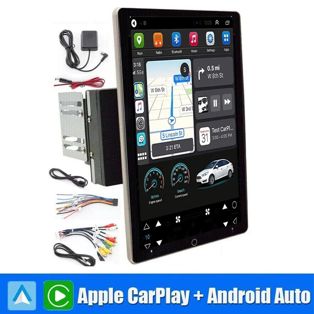 Android 15 0 101 Inch Automatic Rotate Car Radio Android Auto Carplay Multimedia Player ram 2 Gb Rom 16 Gb