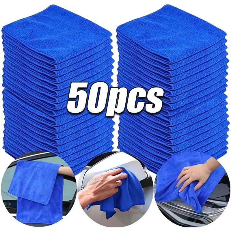 10Pcs Microfiber Towels Car Wash, Polishing & Household Cleaning Cloths 50pcs