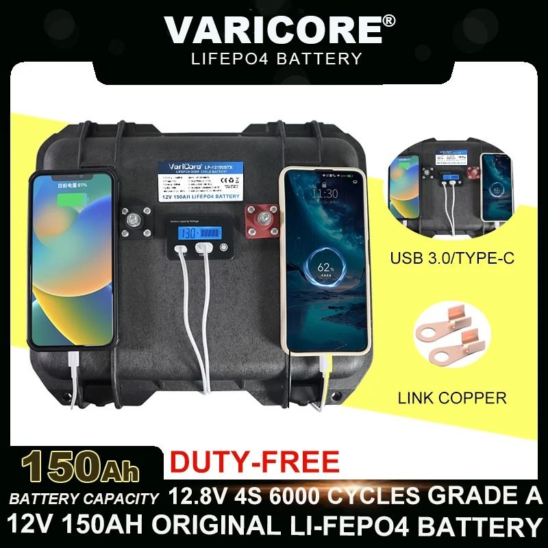 12V 12.8V LiFePO4 Battery Portable Suitcase 100Ah 150Ah For Golf Cart Inverter And Car Power 12v 100ah charger