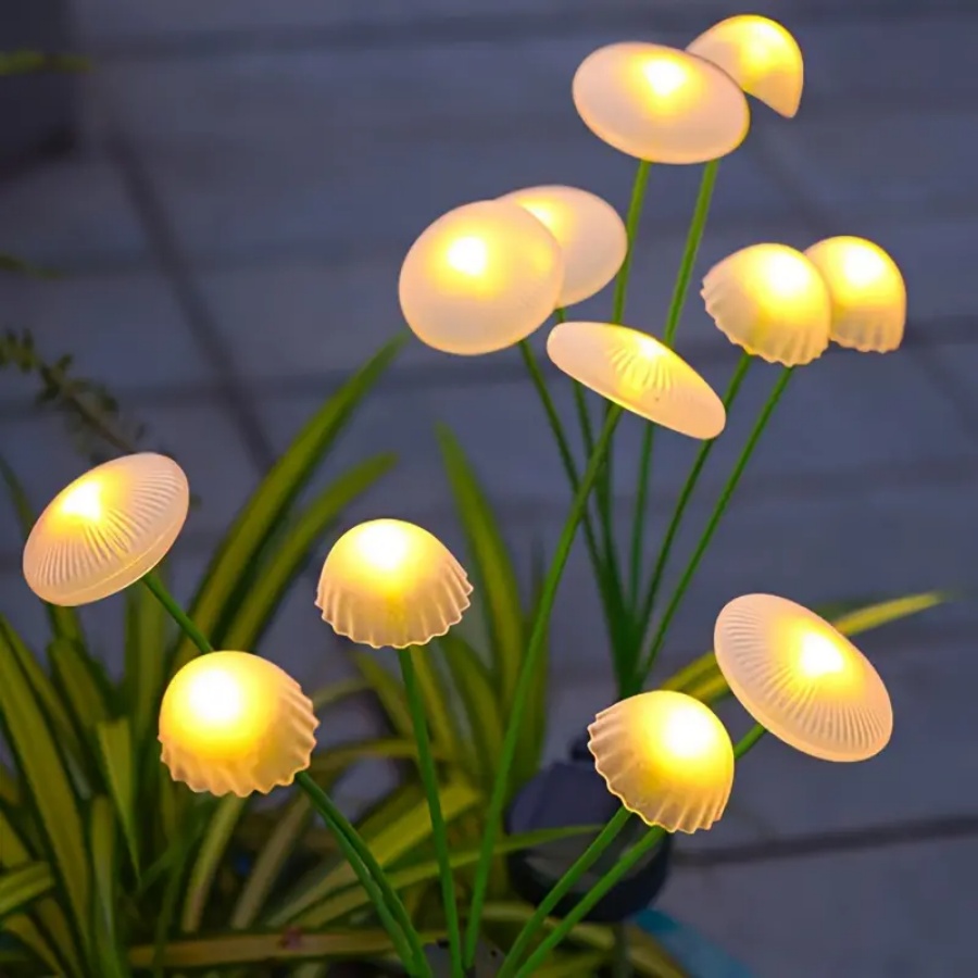 Outdoor Courtyard Landscape Atmosphere Lamp, Solar Powered 6 Headed Jellyfish Mushroom Light, Garden Decoration Lamp Outdoor Courtyard Landscape Atmosphere Lamp, Solar Powered 6 Headed Jellyfish Mushroom Light, Garden Decoration Lamp