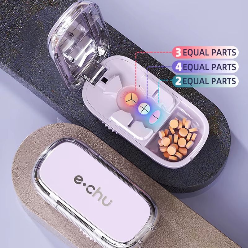 3 in 1 Pill Cutter And Medicine Splitter Precise Tablet Divider, Quarter & Half Pill Organizer, Portable Pill Box 3in1 black