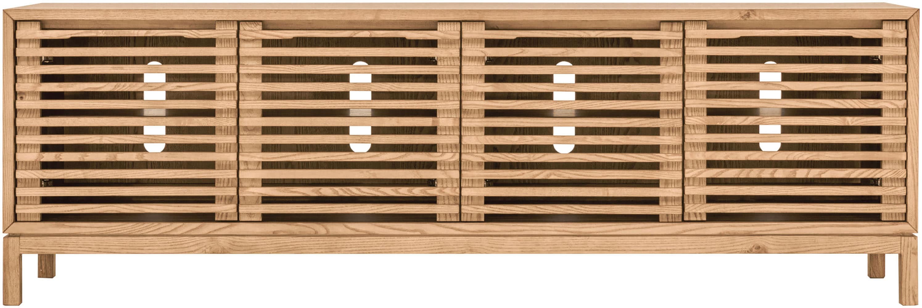 TV-Board ANDAS "Tanner 4-türige Medienkonsole aus Eschenholz", natur, B:198cm H:66cm T:46cm, Massivholz, Sideboards