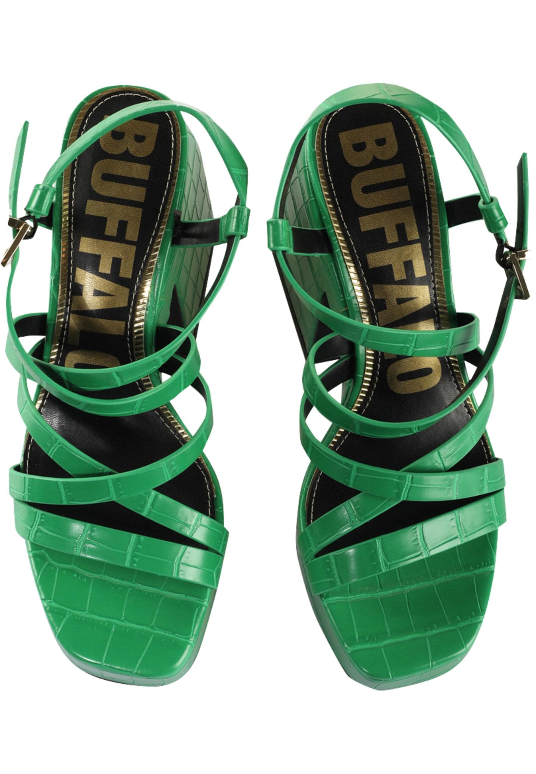 High-Heel-Pumps BUFFALO "Buffalo Buffalo Sydney MSS - Vegan Nappa", Damen, Gr. 39, grüncroco, Kunstfaser, unifarben, Schuhe