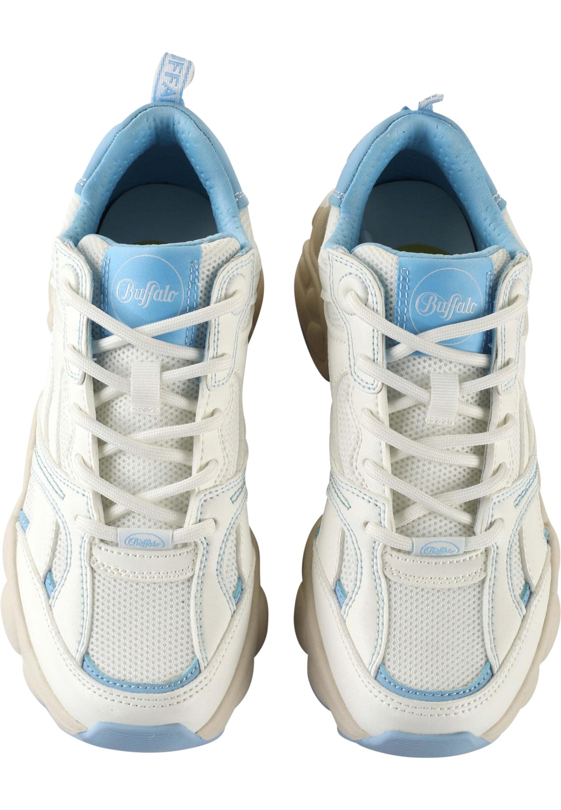 Trainingsschuh BUFFALO "Buffalo Damen Buffalo Cld Run RT Vegan Nappa/Mesh", Damen, Gr. 39, weiß, ltblau, Kunstfaser, unifarben, Schuhe