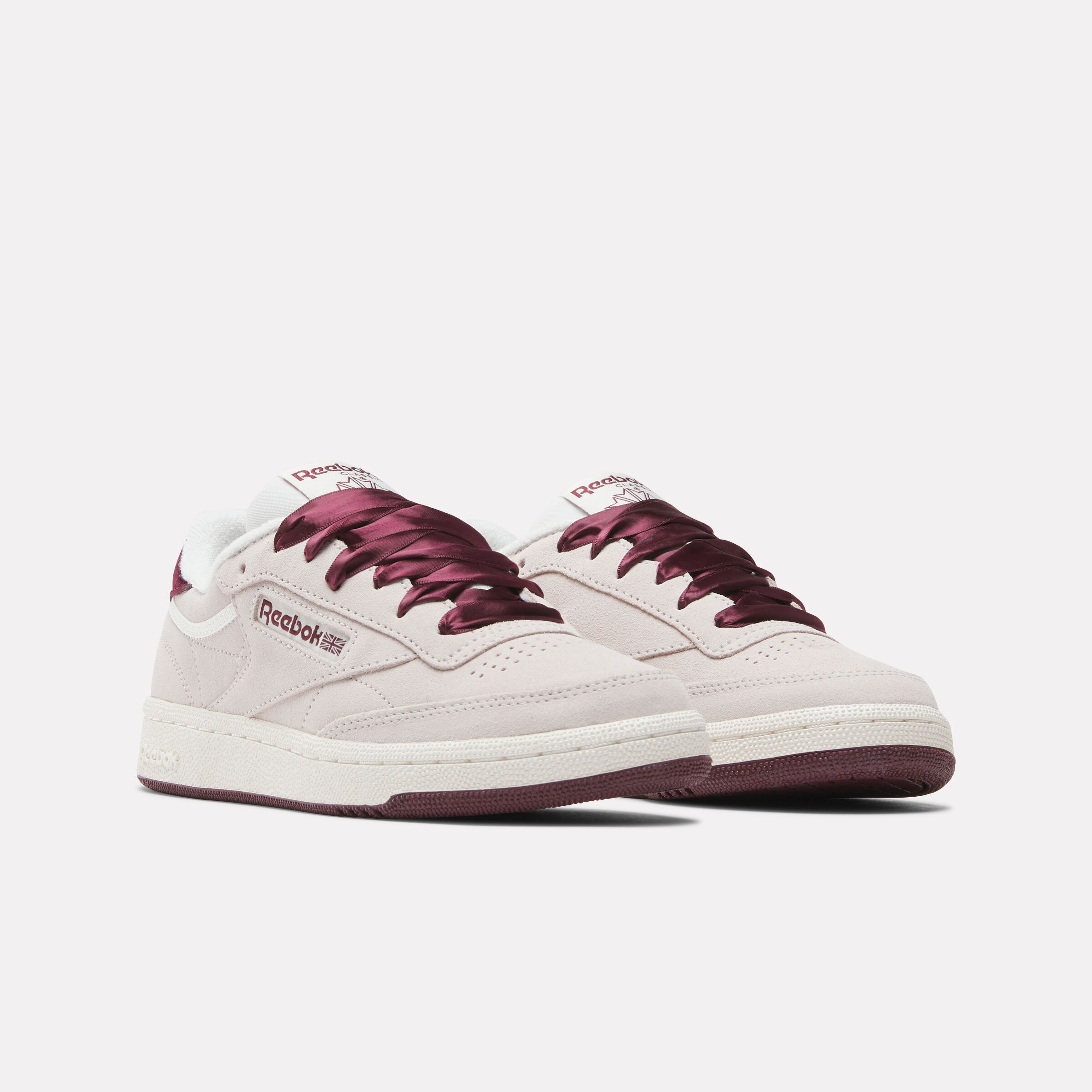 Sneaker REEBOK CLASSIC "CLUB C 85", Damen, Gr. 42, luxegrau, schwarzcherry, chalk, Leder, Textil, Schuhe Sneaker