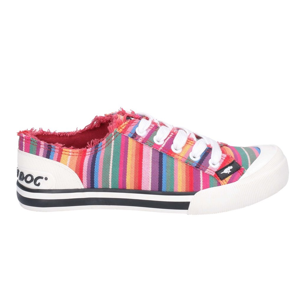 Rocket Dog Damen Stoff-Sneaker Jazzin Eden gestreift, zum Schnüren (Rot/Bunt)