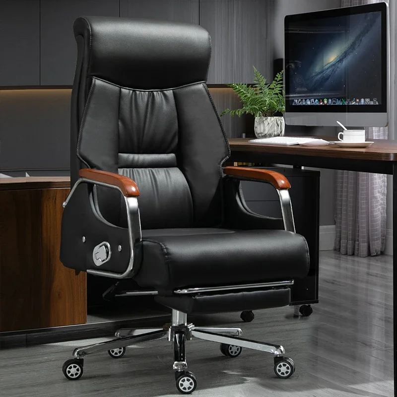 Boss Executive Office Chair Handle Swivel Footrest Wheels Lumbar Back Support Office Chair Leather Stretch Silla Room Furniture