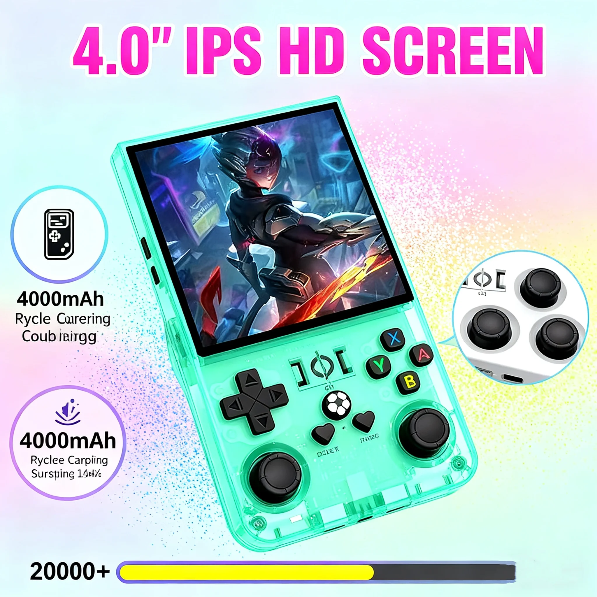Neueste R36MAX Open Source Retro Handheld Spielkonsole 4,0 Zoll HD IPS Bildschirm RK3326 Chip 20000 + Spiel Tragbare Videospiel spieler