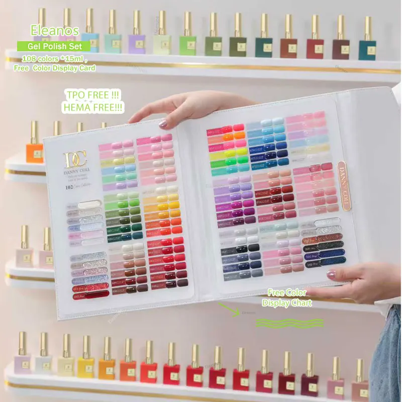 Dannycoll HEMA TPO Free 102 Farben Gel-Nagellack-Set mit Farbbuch-Lacken-Set Soak Off UV-Gel-Nagellack Nail Art Salon 15 ml Image