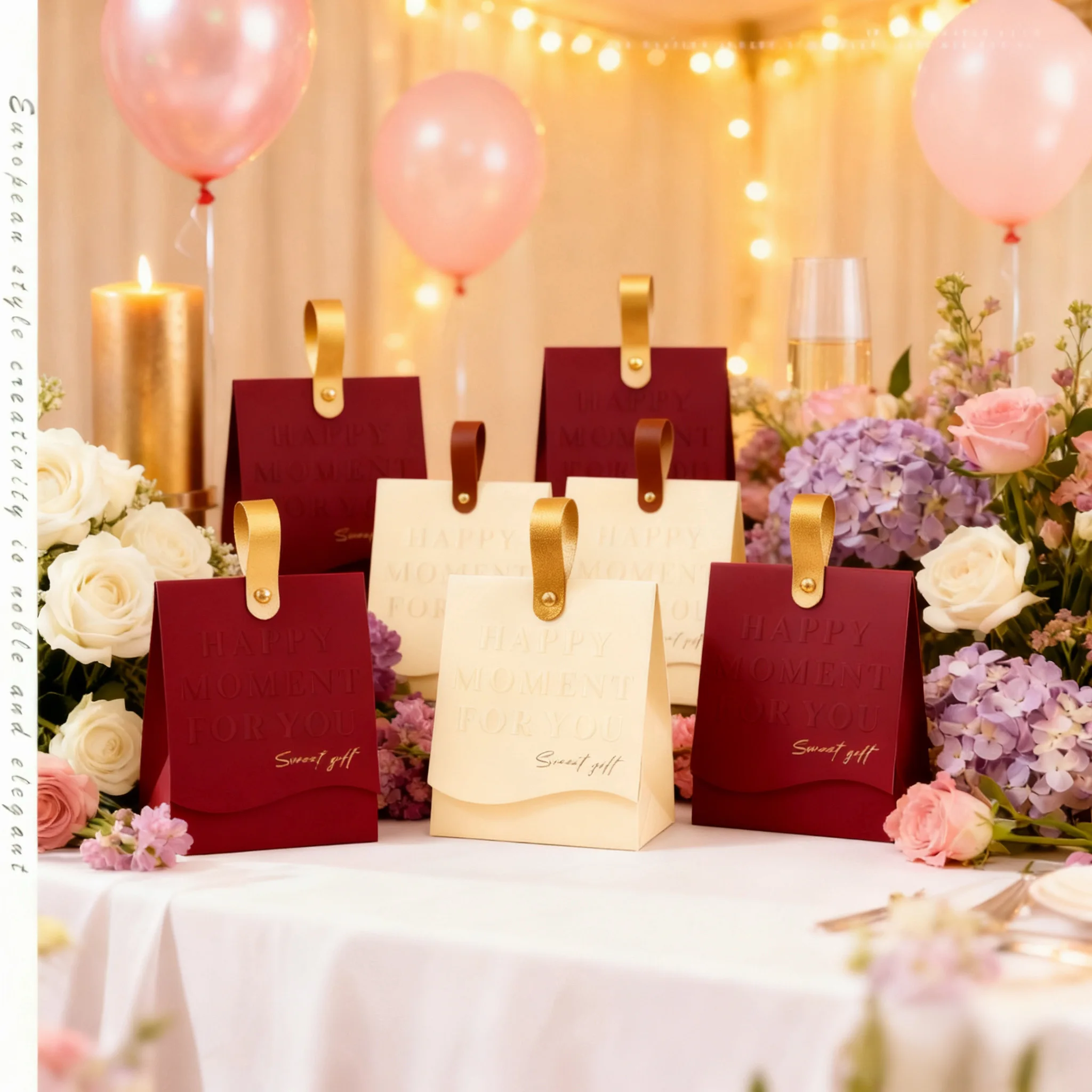 20 stücke Tragbare Geschenk Boxen Hohe Qualität Handheld Leder Süßigkeiten Schokolade Hochzeit Geschenk Boxen Weihnachten Halloween Papier Boxe Image