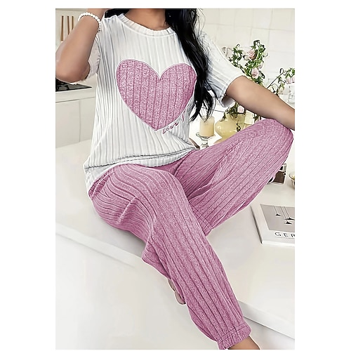 Pigiama da donna Set di pigiama moda attiva calda abbigliamento da casa festa a maniche lunghe collo rotondo rosa rosso viola grigio primavera autunno inverno