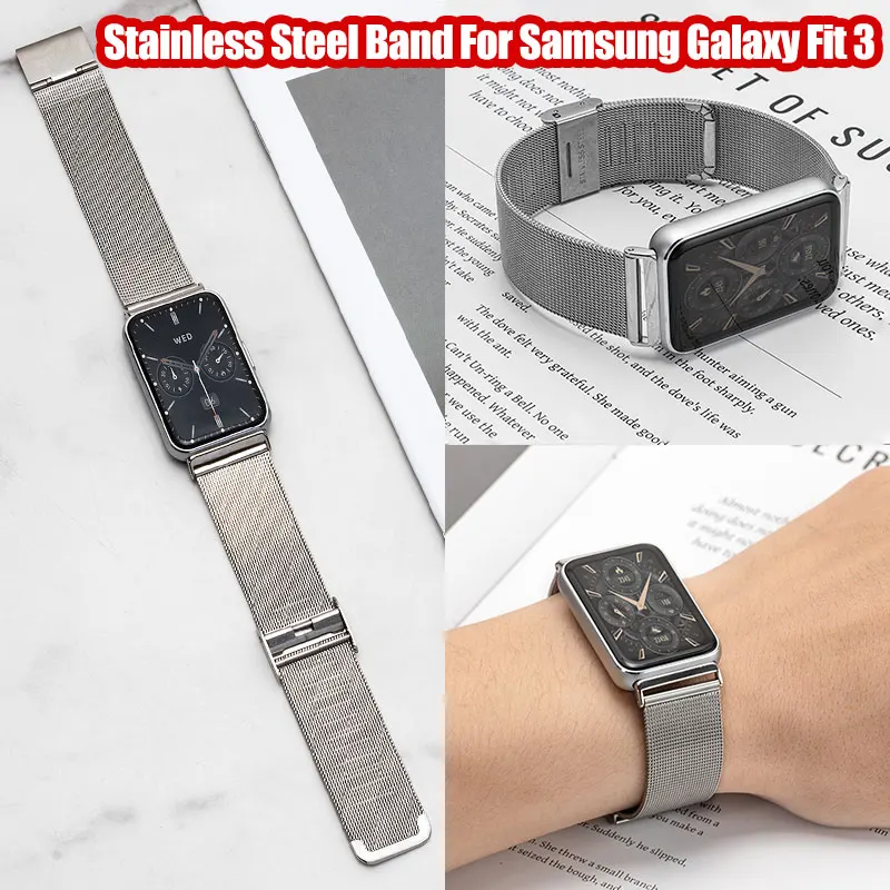 Milanese-Armband für Samsung Galaxy Fit 3, Schwarz, Silber, Gold, Edelstahl-Armband für Samsung Galaxy Fit 3, Armband Image