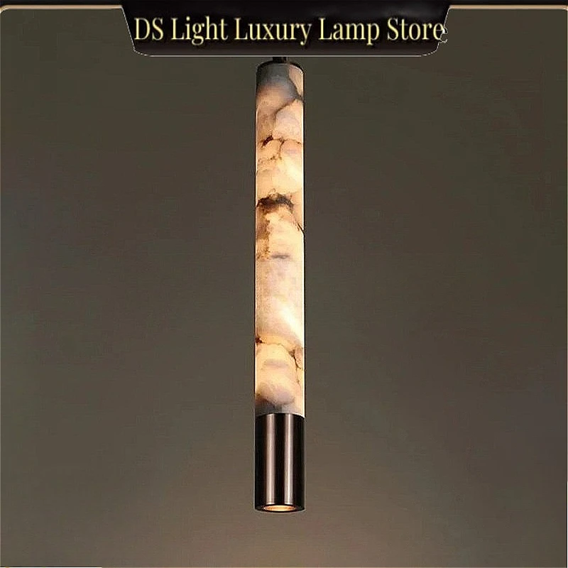 Italien Luxus-Marmor-Pendelleuchte mit Strahler, minimalistisches Design für Schlafzimmer, Nachttisch, Leselampe, hängende Alabasterleuchte