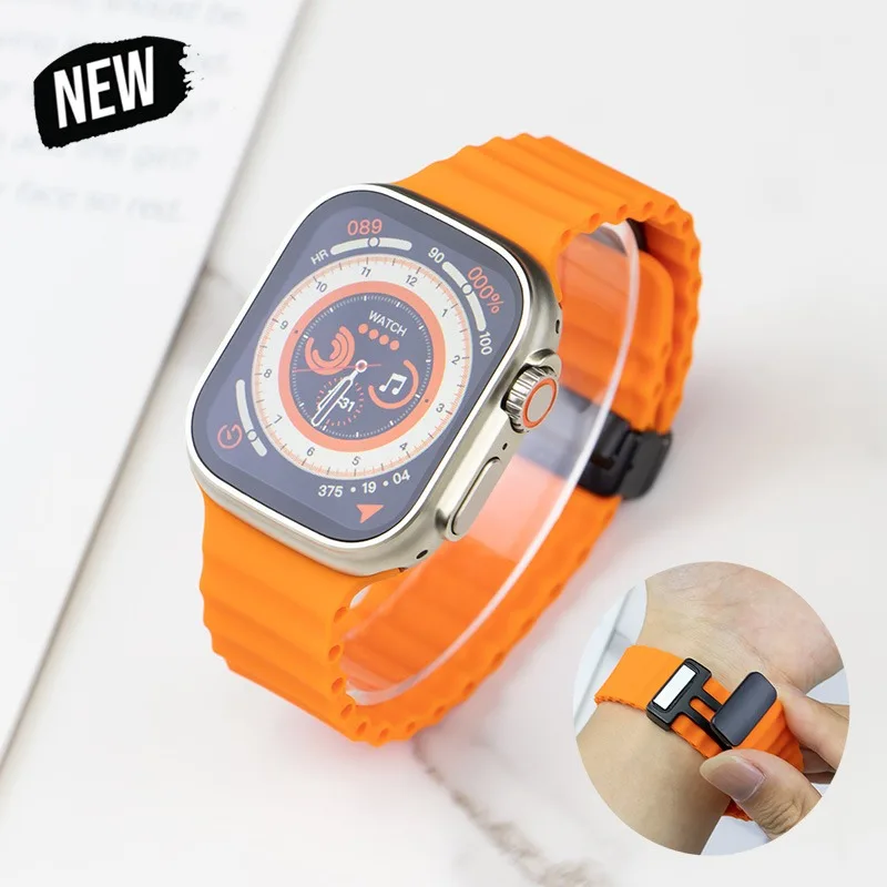 Für Apple Watch Band Ultra 3 49 mm 45 44 40 41 42 mm Magnetschnalle Silikonarmband iWatch Ultra Series11 10 7 6 3 SE 8 9 Image