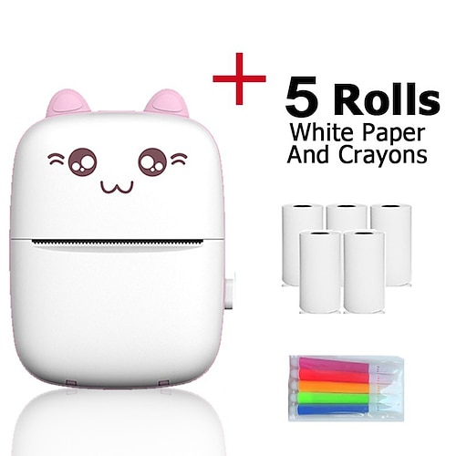 Nuovo design adorabile per gatti del 2025, stampa di foto ed etichette con ricarica USB a 200 dpi, include cavo USB e kit senza inchiostro, ideale per viaggi e uso domestico, stampa di foto,