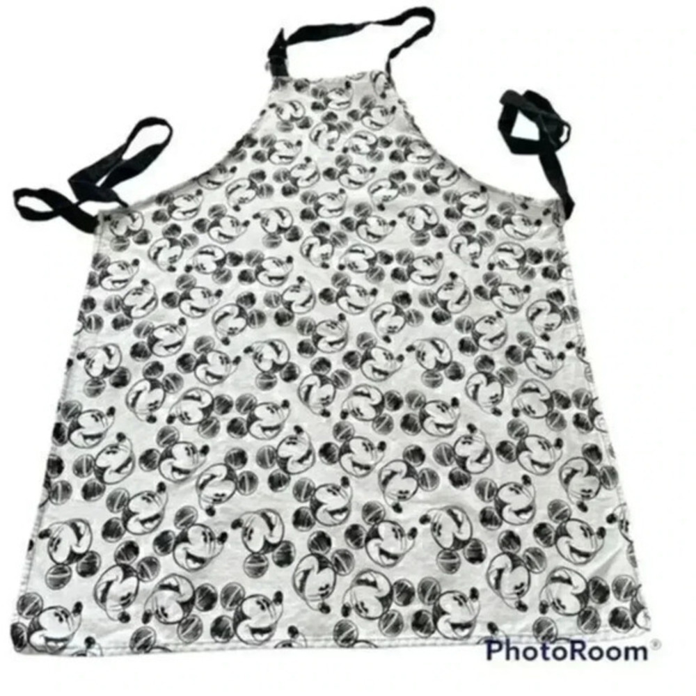Disney Kitchen | Disney Mickey Mouse White And Black Tie Back Contemporary Kitchen Apron | Color: Pink/White | Size: Os