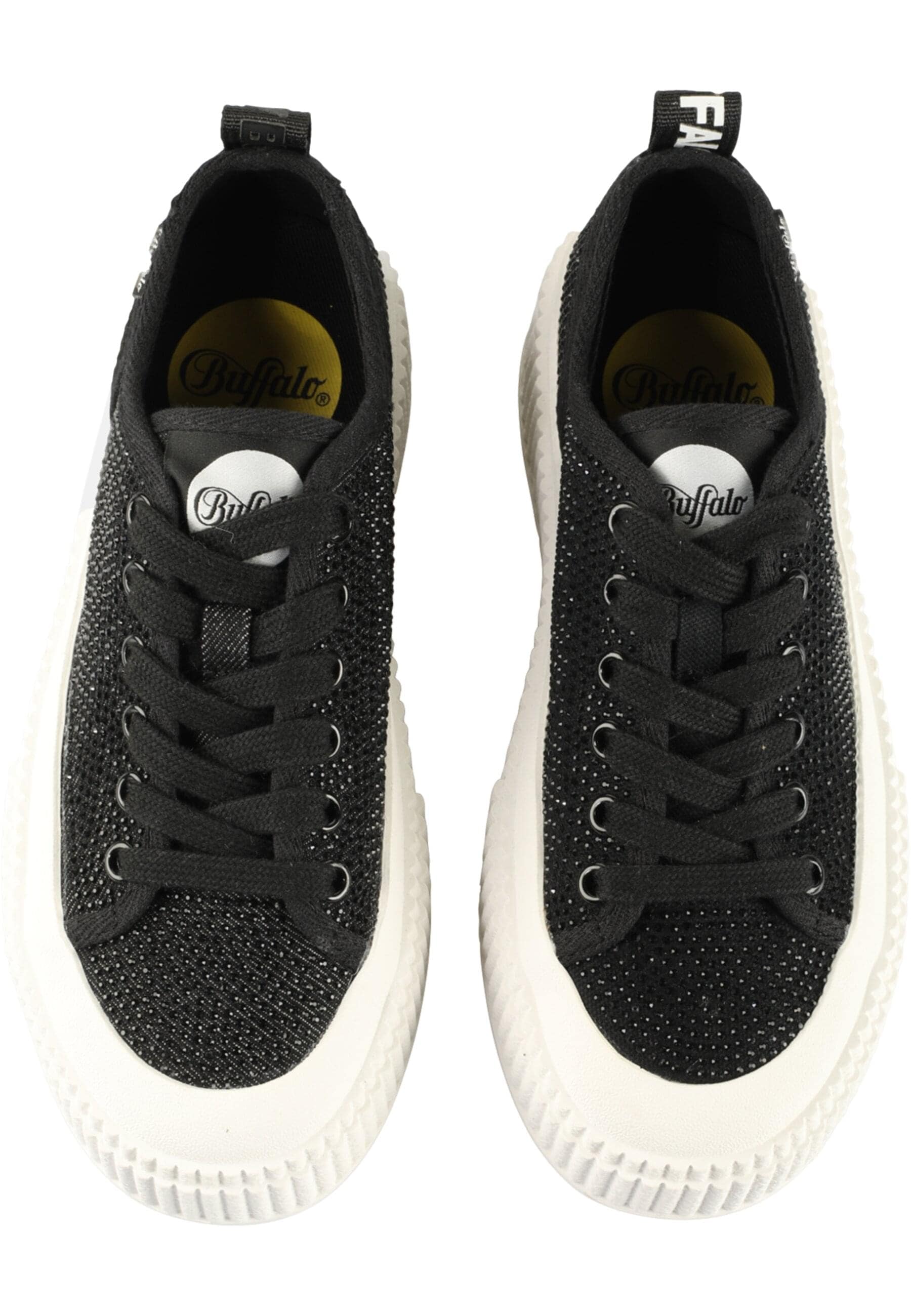 Trainingsschuh BUFFALO "Buffalo MADISON GLAM", Damen, Gr. 40, schwarz, Baumwolle, unifarben, Schuhe