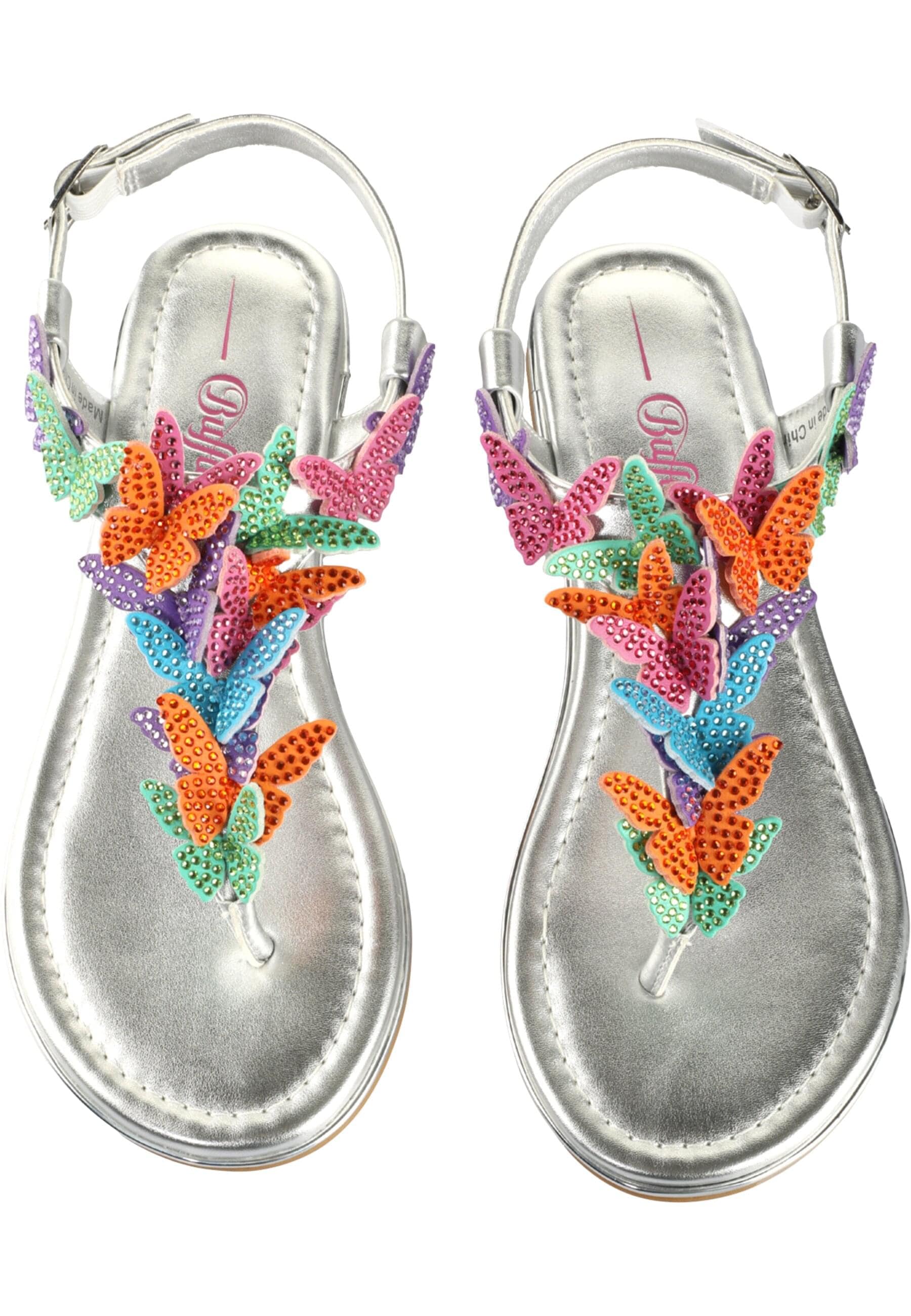 Trainingsschuh BUFFALO "Buffalo CAPRI BUTTERFLY GLAM", Damen, Gr. 38, silber, multi, Polyurethan, Schuhe