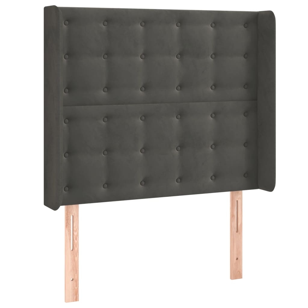 vidaXL Kopfteil mit Ohren Dunkelgrau 83x16x118/128 cm Samt Image