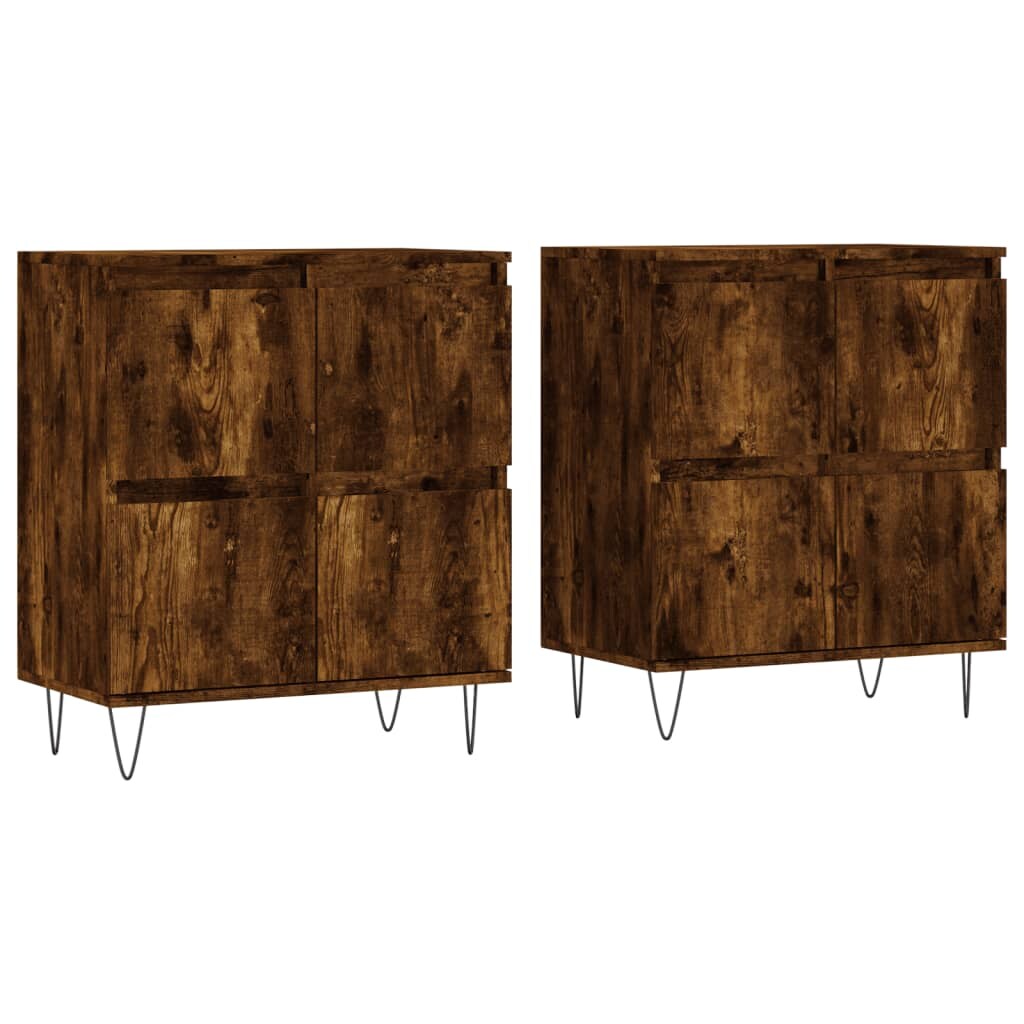 vidaXL Sideboards 2 Stk. Räuchereiche Holzwerkstoff Image