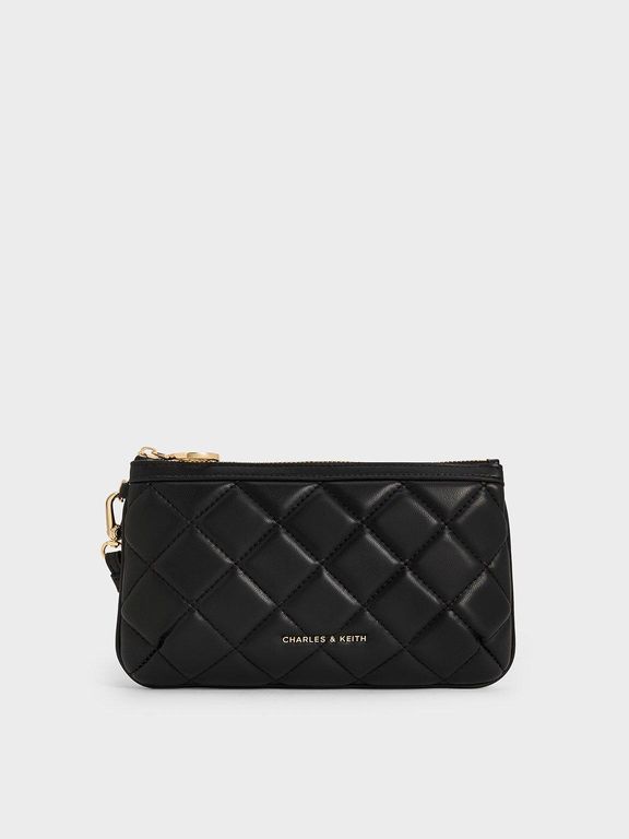 Cressida Quilted Wristlet - Black - Charles & Keith Clutches
