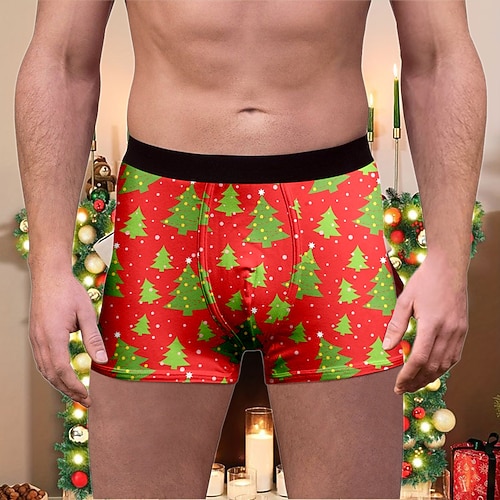 Weihnachten Kurze Boxershorts Unterwäsche Weihnachtsgeschenk Weihnachtsmann Grafik Neuartige Komisch für Herren Erwachsene 3D-Druck für Weihnachten Karneval Neujahr Party Image