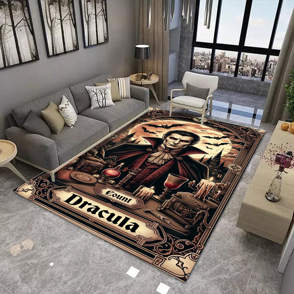 Gothic Fledermaus-Dracula-Themenbereichsteppich, aufwendige Fledermaus-Zählung, Dracula-Muster, weicher, rutschfester Teppich für Wohnzimmer, Schlafzimmer, Dekoration Image