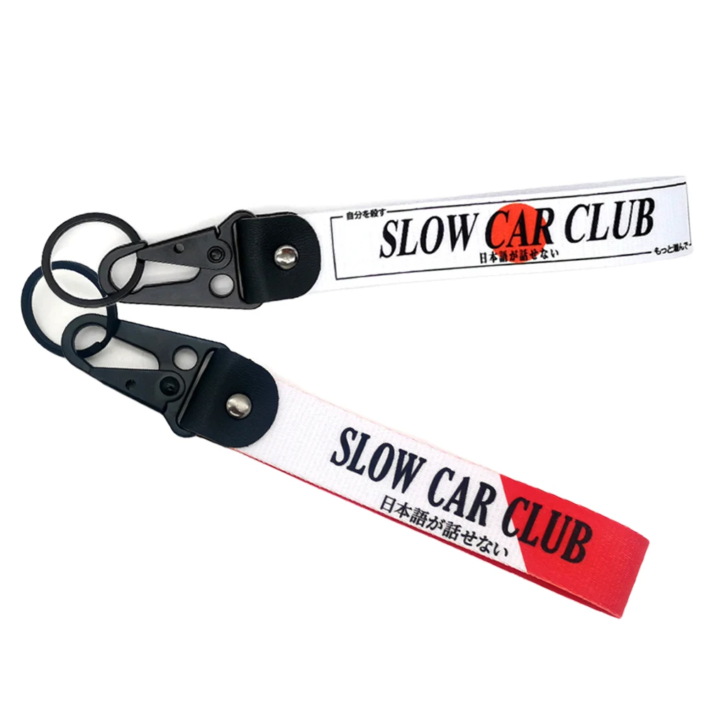 2-Design LANGSAME CAR CLUB Schlüsselanhänger Nylon Schlüsselanhänger JDM Racing Style Langlebiges Auto Motorrad Schlüsselanhänger Rote Sonne Grafikzubehör Image