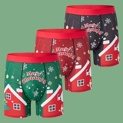 Set Weihnachtsmann Kurze Boxershorts Unterwäsche Weihnachtsgeschenk 3 Stücke Herren Lustig Streich Frech Erwachsene Weihnachten Neujahr Heiligabend Weihnachten Party Image