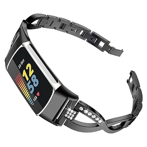 Smartwatch-Armband kompatibel mit Fitbit Charge 6/Fitbit Charge 5, Strass-Smartwatch-Armband, Glitzer-Kristall-Bling-Diamant-Schmuckarmband, Ersatzarmband für Fitbit Charge 6/Fitbit Charge Image