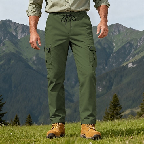 Herren Cargo-Hosen Hose Mehrere Taschen Elastischer Kordelzug in der Taille Einfach tragbar Outdoor Täglich Campen und Wandern Mode Klassisch Schwarz Armeegrün Image