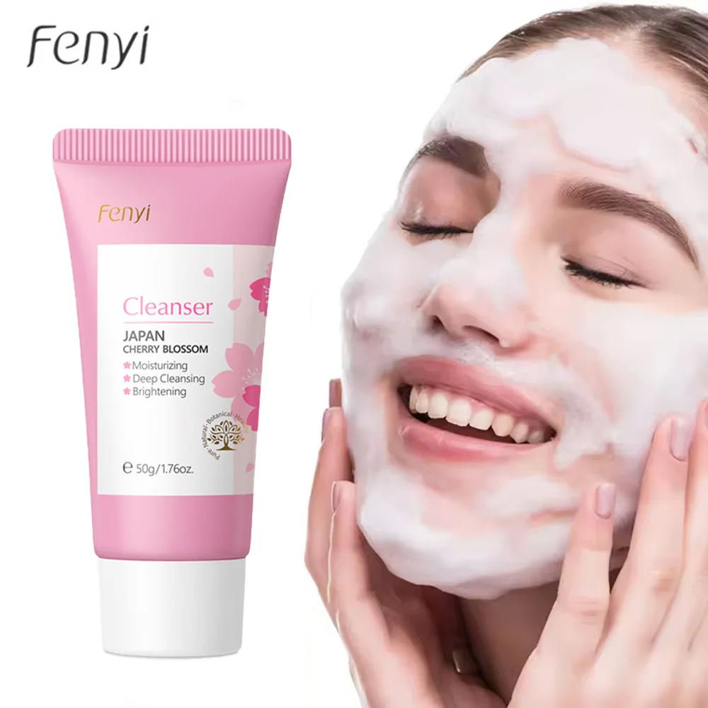 Sakura Gesichtsreiniger, feuchtigkeitsspendend, aufhellend, Akne-Entfernung, Ölkontrolle, Gesichtswaschmittel für Damen und Herren, 50 g Sakura-Schaumreiniger-Set Image