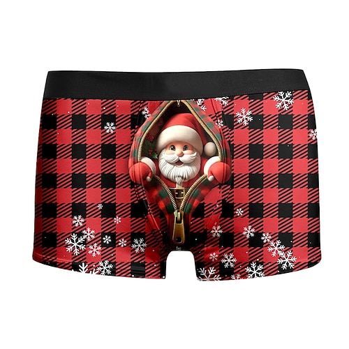 Weihnachten Kurze Boxershorts Unterwäsche Weihnachtsgeschenk Weihnachtsmann Grafik Neuartige Komisch für Herren Erwachsene 3D-Druck für Weihnachten Karneval Neujahr Party Image
