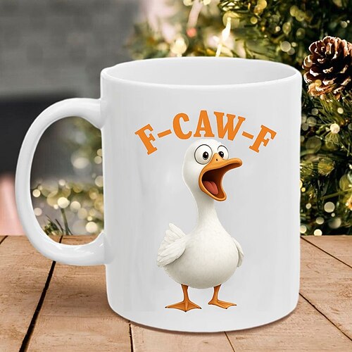 f-caw-f lustige Huhn Becher humorvolle Hahn Kaffeetasse Gag Weihnachtsgeschenk für Freunde Keramik-Teetasse für die Familie, für Büro, Küche, Geburtstag, Weihnachten oder als lustige Geschenkidee Image