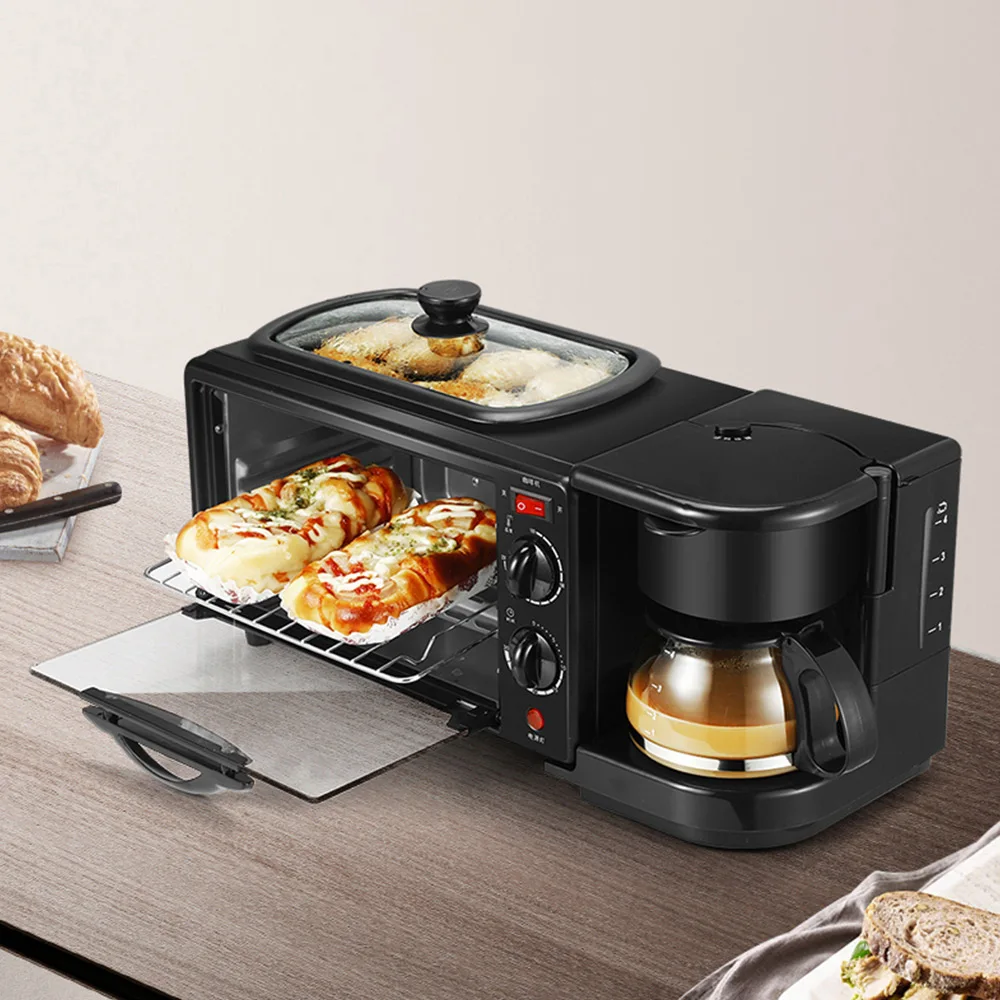 Multifunktionaler Toaster, elektrischer Ofen, Frühstück, Sandwichmaker, Brotbackautomat, vollautomatische Kaffeemaschine Image