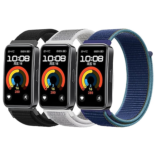 3er-Pack Smartwatch-Armbänder, kompatibel mit Huawei Band 10, Band 9, Band 8, Smartwatch-Armband, geflochten, verstellbar, atmungsaktiv, Sportarmband, Ersatzarmband für Huawei Band 10/Huawei Band Image