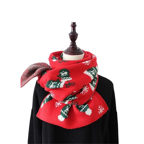 Weihnachtsschal für Damen mit Rentier- und Baumstrickmuster, Winter-Weihnachtsgeschenk, gemütliches grünes Accessoire Image