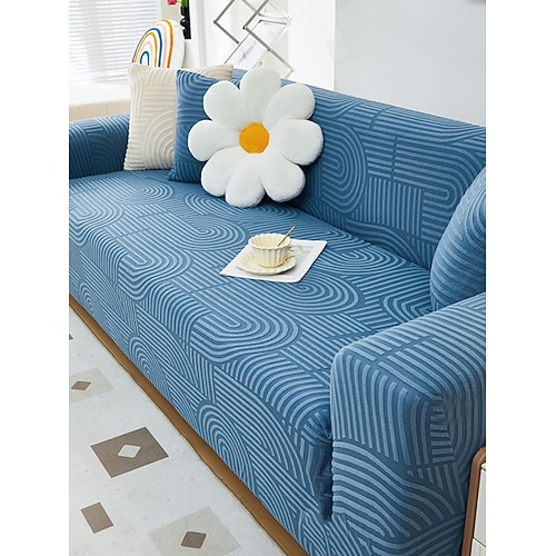 1 Stück geometrischer Jacquard-Samt-Sofabezug – modischer und luxuriöser dekorativer Sofaschutz, rutschfest, staubdicht, katzenkratzfest, geeignet für alle Jahreszeiten, Schlafzimmer, Wohnzimmer, Büro Image