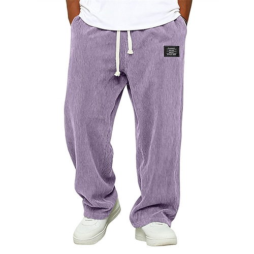 Herren Baggy-Jogginghose Jogginghose Hose Cordhose Kordelzug Tasche Elastischer Bund Einfach Komfort Sport im Freien Täglich Mode Lässig Blau Schwarz Mikroelastisch Image